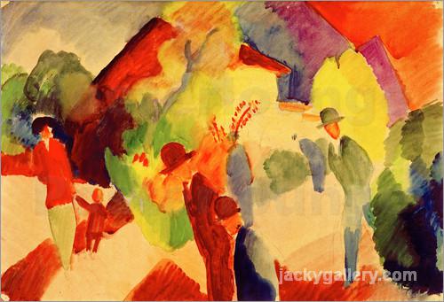 Walkers in the park, August Macke painting